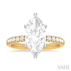 1/3 ctw Marquise Shape Round Cut Diamond Semi Mount Engagement Ring in 14K Yellow and White Gold