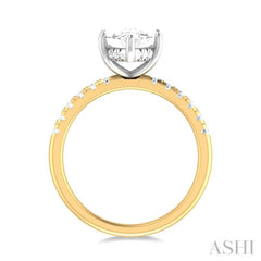 1/3 ctw Marquise Shape Round Cut Diamond Semi Mount Engagement Ring in 14K Yellow and White Gold