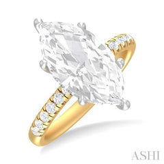 1/3 ctw Marquise Shape Round Cut Diamond Semi Mount Engagement Ring in 14K Yellow and White Gold