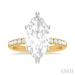 1/3 ctw Marquise Shape Round Cut Diamond Semi Mount Engagement Ring in 14K Yellow and White Gold