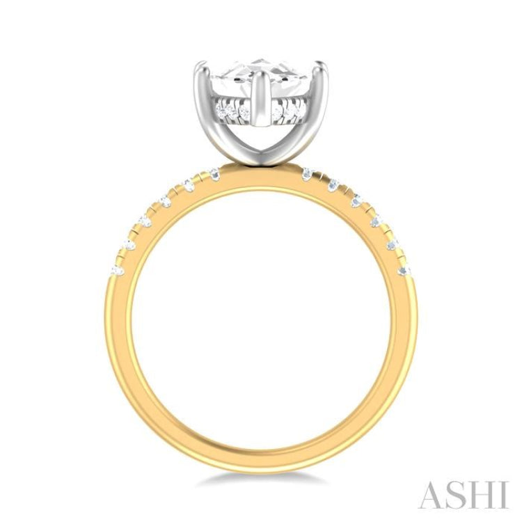 1/3 ctw Marquise Shape Round Cut Diamond Semi Mount Engagement Ring in 14K Yellow and White Gold