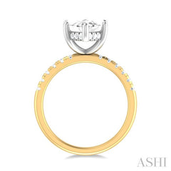 1/3 ctw Marquise Shape Round Cut Diamond Semi Mount Engagement Ring in 14K Yellow and White Gold