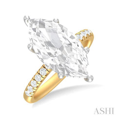 1/3 ctw Marquise Shape Round Cut Diamond Semi Mount Engagement Ring in 14K Yellow and White Gold