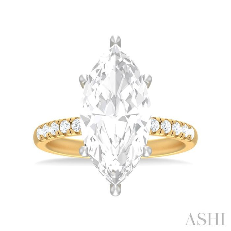 1/3 ctw Marquise Shape Round Cut Diamond Semi Mount Engagement Ring in 14K Yellow and White Gold