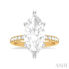 1/3 ctw Marquise Shape Round Cut Diamond Semi Mount Engagement Ring in 14K Yellow and White Gold