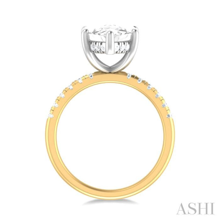 1/3 ctw Marquise Shape Round Cut Diamond Semi Mount Engagement Ring in 14K Yellow and White Gold