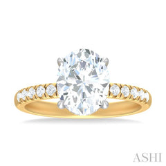 1/3 ctw Oval Shape Round Cut Diamond Semi Mount Engagement Ring in 14K Yellow and White Gold