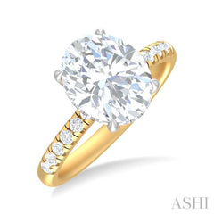 1/3 ctw Oval Shape Round Cut Diamond Semi Mount Engagement Ring in 14K Yellow and White Gold