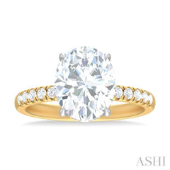 1/3 ctw Oval Shape Round Cut Diamond Semi Mount Engagement Ring in 14K Yellow and White Gold