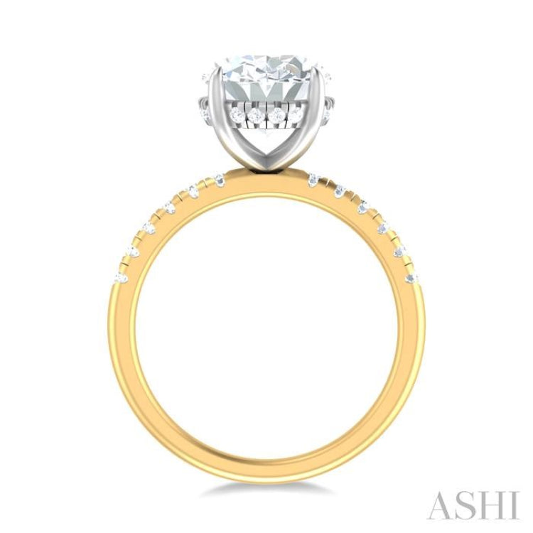 1/3 ctw Oval Shape Round Cut Diamond Semi Mount Engagement Ring in 14K Yellow and White Gold