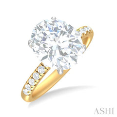 1/3 ctw Oval Shape Round Cut Diamond Semi Mount Engagement Ring in 14K Yellow and White Gold