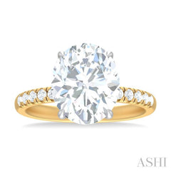 1/3 ctw Oval Shape Round Cut Diamond Semi Mount Engagement Ring in 14K Yellow and White Gold