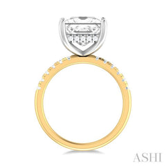 1/3 ctw Princess Shape Round Cut Diamond Semi Mount Engagement Ring in 14K Yellow and White Gold