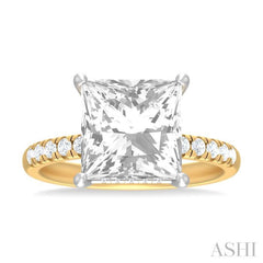 1/3 ctw Princess Shape Round Cut Diamond Semi Mount Engagement Ring in 14K Yellow and White Gold