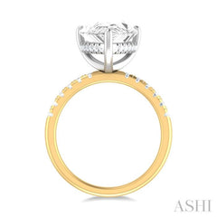 1/3 ctw Pear Shape Round Cut Diamond Semi Mount Engagement Ring in 14K Yellow and White Gold