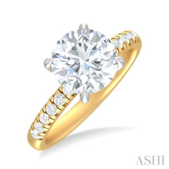 1/3 ctw Circular Shape Round Cut Diamond Semi Mount Engagement Ring in 14K Yellow and White Gold