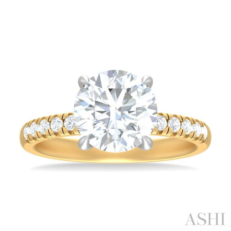 1/3 ctw Circular Shape Round Cut Diamond Semi Mount Engagement Ring in 14K Yellow and White Gold