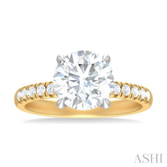 1/3 ctw Circular Shape Round Cut Diamond Semi Mount Engagement Ring in 14K Yellow and White Gold