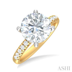 1/3 ctw Circular Shape Round Cut Diamond Semi Mount Engagement Ring in 14K Yellow and White Gold
