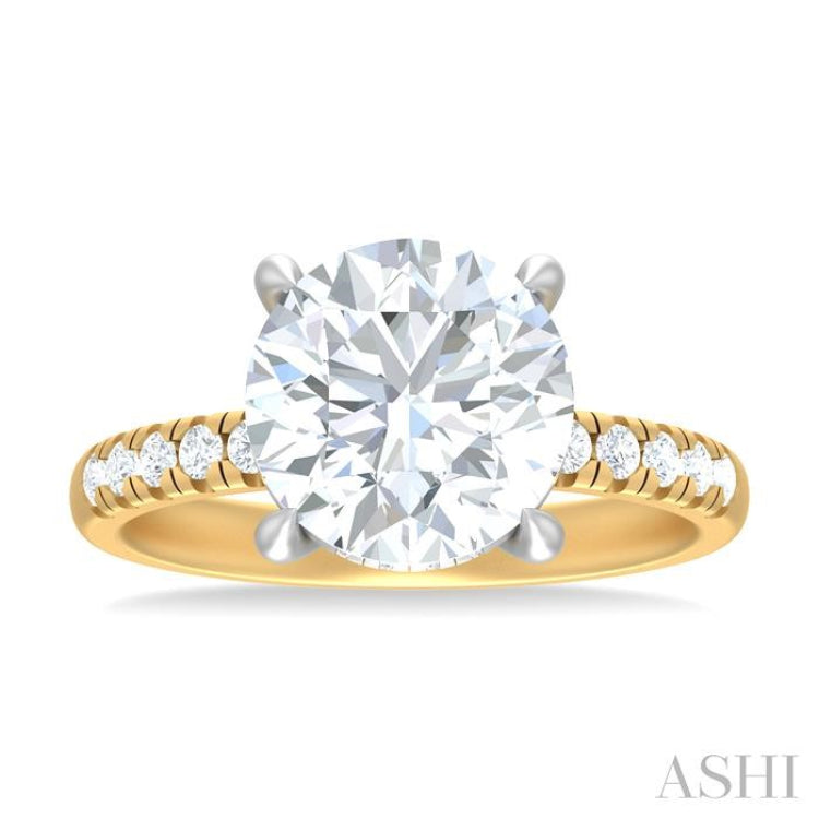 1/3 ctw Circular Shape Round Cut Diamond Semi Mount Engagement Ring in 14K Yellow and White Gold