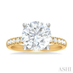 1/3 ctw Circular Shape Round Cut Diamond Semi Mount Engagement Ring in 14K Yellow and White Gold
