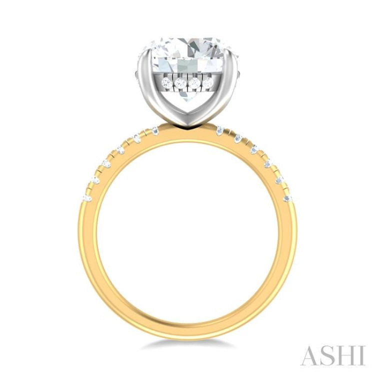 1/3 ctw Circular Shape Round Cut Diamond Semi Mount Engagement Ring in 14K Yellow and White Gold