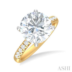 1/3 ctw Circular Shape Round Cut Diamond Semi Mount Engagement Ring in 14K Yellow and White Gold