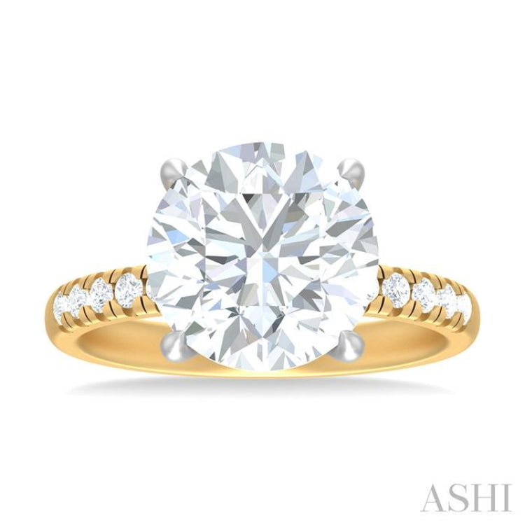 1/3 ctw Circular Shape Round Cut Diamond Semi Mount Engagement Ring in 14K Yellow and White Gold