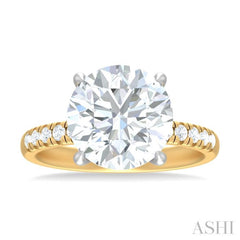 1/3 ctw Circular Shape Round Cut Diamond Semi Mount Engagement Ring in 14K Yellow and White Gold