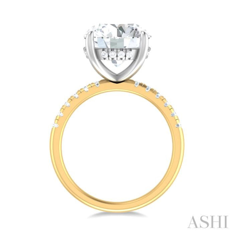 1/3 ctw Circular Shape Round Cut Diamond Semi Mount Engagement Ring in 14K Yellow and White Gold