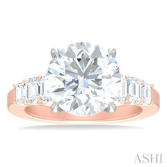 1 1/4 ctw Round Shape Emerald and Round Cut Diamond Semi Mount Engagement Ring in 14K Rose and White Gold