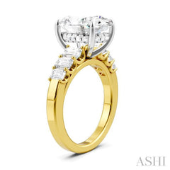 1 1/4 Ctw Oval Shape Emerald and Round Cut Diamond Semi-Mount Engagement Ring in 14K Yellow and White Gold