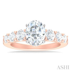 1 ctw Oval Shape Round Cut Diamond Semi Mount Engagement Ring in 14K Rose and White Gold