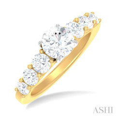 1 ctw Round Shape Round Cut Diamond Semi Mount Engagement Ring in 14K Yellow and White Gold