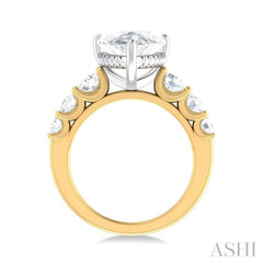 1 1/4 ctw Pear Shape Round Cut Diamond Semi Mount Engagement Ring in 14K Yellow and White Gold