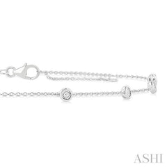 1/10 ctw Bezel Set Round Cut Diamond Station Anklet in 10K White Gold