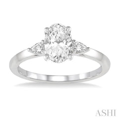 1/5 ctw Pear Cut Diamond Semi-Mount Engagement Ring in 14K White Gold