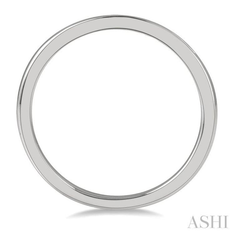1/10 ctw Round Cut Diamond Inlay Wedding Band in 14K White Gold
