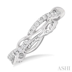 1/2 ctw Twisted Round Cut Diamond Eternity Wedding Band in 14K White Gold