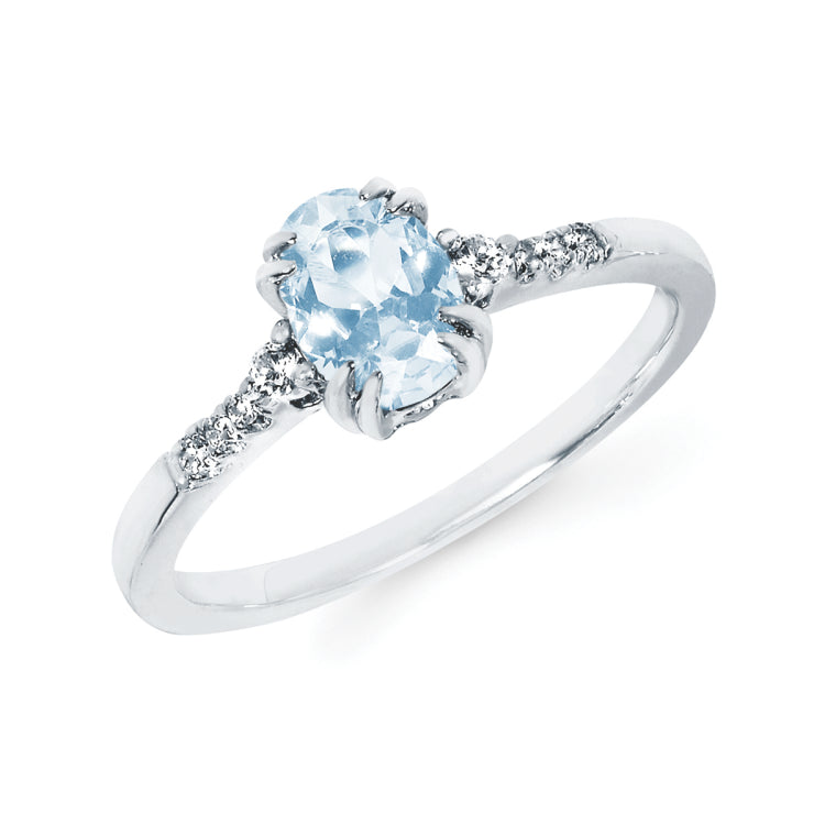 10KT.09CT(8)DIA/7X5OV SIMULATED AQUA LDS RG