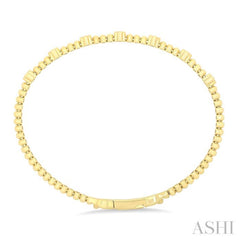 1/6 Ctw Round Cut Diamond Clover Bead Fashion Bangle in 10K Yellow Gold