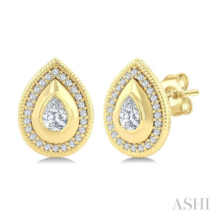 .33CTTWDM PEAR-SHAP BOLDGOLD ER YG14K-G*