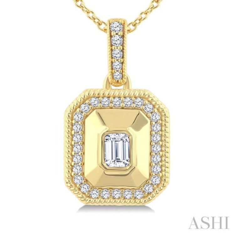 .25CTTWDM EMRD-SHAPE BOLD PD YG14K-G+CH*