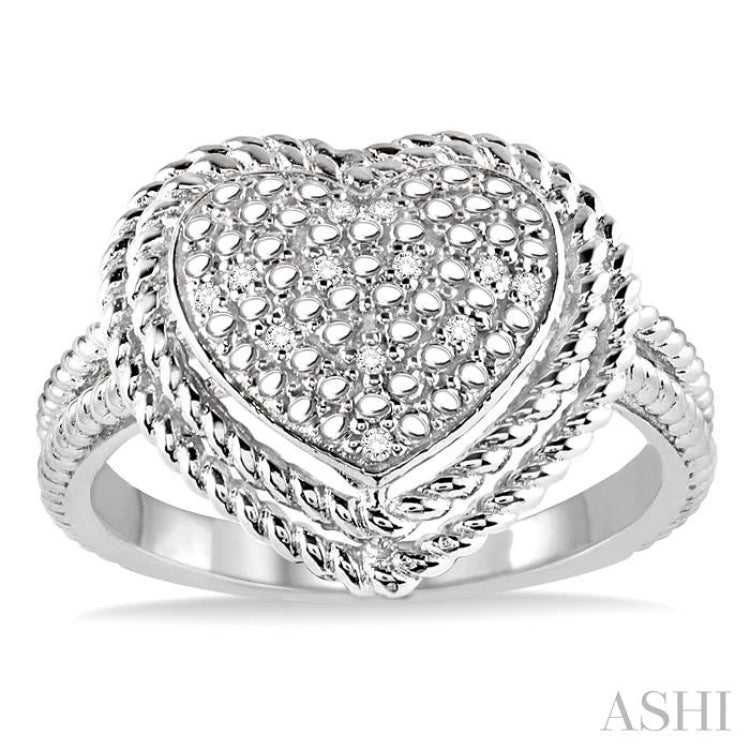 1/20 Ctw Single Cut Diamond Heart Ring in Sterling Silver