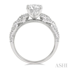 1/3 ctw Loose Plaited Shank Round Cut Diamond Semi Mount Engagement Ring in 14K White Gold