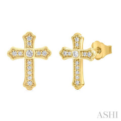 .20CTRD DM CROSS PETITE ER YG 10K-G*