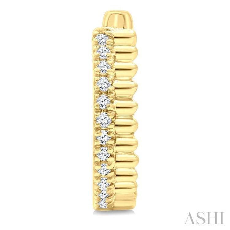 1/10 Ctw Fluted Single Cut Diamond Petite Huggie Earrings in 10K Yellow Gold