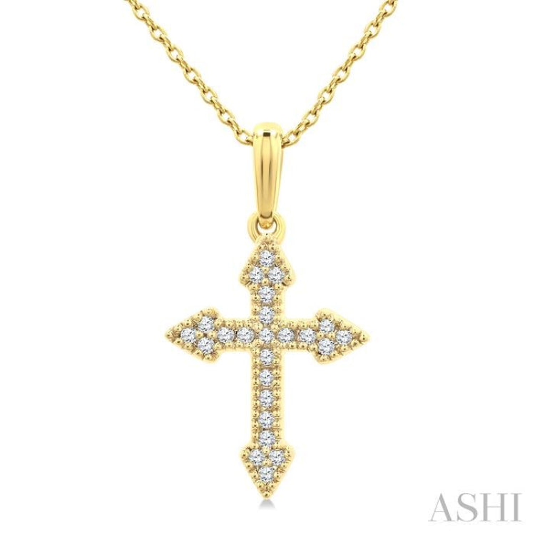 .12CTRD DM CROSS PETITE PD YG 10K-S+CH*