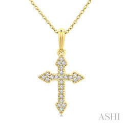 .12CTRD DM CROSS PETITE PD YG 10K-S+CH*
