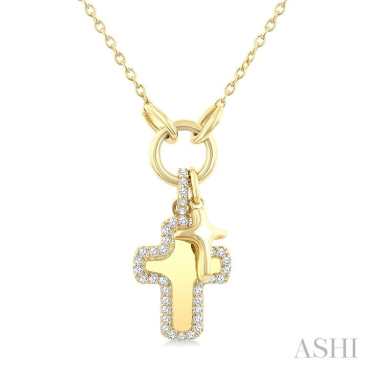 .20CTRDDM CROSS CHARM PD YG 10K-G+CH*
